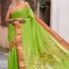 mugdha handloom parrot green cotton paithani