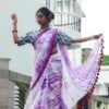 Purple Mul Cotton Tie Dye Saree